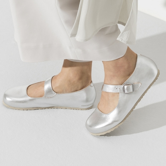 Birkenstock | Shoes | New Birkenstock Metallic Silver Natural Leather Tracy  Mary Jane Shoe 38 | Poshmark
